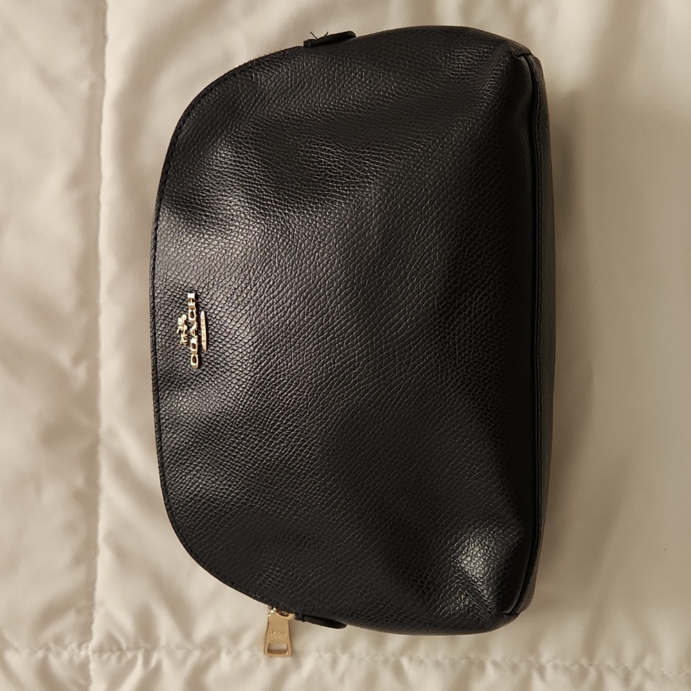 Coach Navy Leather Cosmetic Bag!